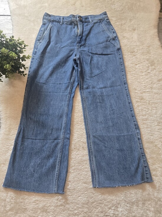 J. Crew Factory Denim - J. Crew Style CG429 Drapy Wide-Leg Raw Hem Casual Coastal Trouser Jeans, 27"